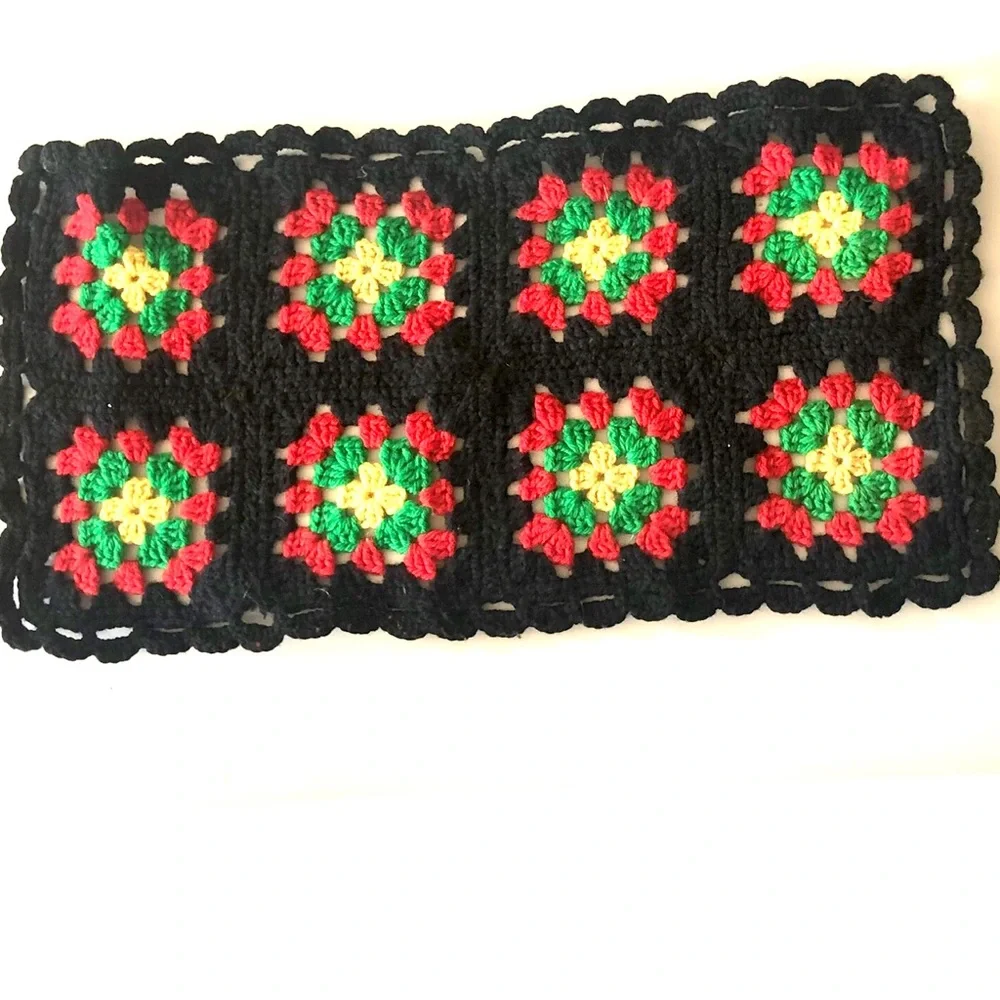 NYC Black and Red Crochet Table RunnerPlacemat